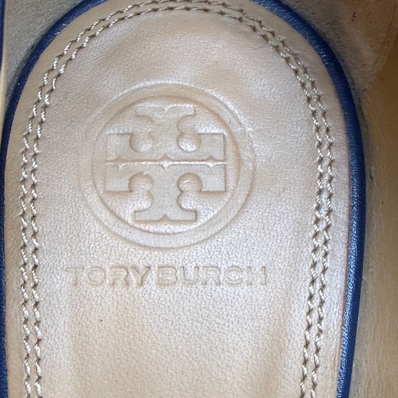 Tory Burch Penelope Cap Toe Heels 10 M Navy Blue Black Cap Toe - Picture 11 of 11